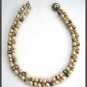 Double Strand Gray Splashed Beaded Necklace Large Cabochon Clasp Vintage Jewelry 1960s
