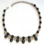 Old Chunky Style Rhinestone Hematite Necklace Retro Sparkly 1950s Vintage Jewelry