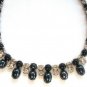 Old Chunky Style Rhinestone Hematite Necklace Retro Sparkly 1950s Vintage Jewelry