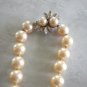 Fancy Pearl Necklace Rhinestone Clasp Retro 1950s Vintage Jewelry