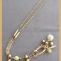 Large Gold Beaded Funky Charm Pendant Necklace Retro 1980s Vintage Jewelry