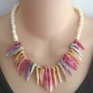 Colorful Beaded Shell Necklace Vintage Jewelry 1970s Colorful Beaded Shell Necklace Vintage Jewelry 1970s