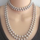 Long 71" Gray Iridescent Beaded Necklace Vintage Jewelry 1970s Long 71" Gray Iridescent Beaded Necklace Vintage Jewelry 1970s