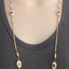 Glass Stone Flower Beaded Gold Necklace 32" Vintage Jewelry 1970s Glass Stone Flower Beaded Gold Necklace 32" Vintage Jewelry 1970s