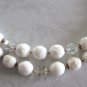 Crystal Aurora Borealis White Bead Necklace Double Strand Vintage Retro 1950s Jewelry
