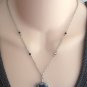 Large Blue Stone Gem Heart Pendant Necklace Designer Discovery of California Vintage Jewelry 1980s