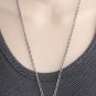 Silver Black Stone Pendant Necklace Vintage Jewelry 1980s