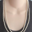 Old Double Strand Pearl Necklace 25" Cabochon Clasp Retro Japan Vintage Jewelry 1950s Old Double Strand Pearl Necklace 25" Cabochon Clasp Retro Japan Vintage Jewelry 1950s