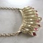 Flashy Red & Pink Stone Pendant Necklace Retro Vintage Jewelry 1960s
