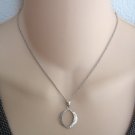 Oval Textured Circle Pendant Chain Necklace Sterling Silver Vintage Jewelry 1960s Oval Textured Circle Pendant Chain Necklace Sterling Silver Vintage Jewelry 1960s