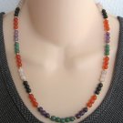 Semi Precious Gemstone Beaded Necklace Jade Onyx Amethyst Carnelian Quartz Silver Clasp Vintage Semi Precious Gemstone Beaded Necklace Jade Onyx Amethyst Carnelian Quartz Silver Clasp Vintage