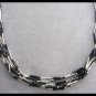 7 Strand Black Onyx & Silver Necklace Retro Vintage Jewelry 1970s