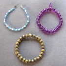 3 Colorful Glass Beaded Bracelets Green Tan Moonstone Purple Blue Handcrafted Vintage 1990s 3 Colorful Glass Beaded Bracelets Green Tan Moonstone Purple Blue Handcrafted Vintage 1990s