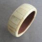 Chunky Large Ivory Colored Stone Bangle Bracelet Wood Teak Inlay Vintage Jewelry