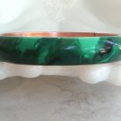 Green Enamel Copper Bangle Bracelet Retro Vintage Jewelry 1960s