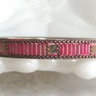 Pink Iridescent Glass Beaded Mirror Bangle Bracelet Handcrafted Vintage Jewelry 1980s