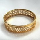 Gold Hinged Bracelet Open Weave Design Vintage Jewelry 1980s Gold Hinged Bracelet Open Weave Design Vintage Jewelry 1980s