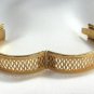 Gold Hinged Bracelet Open Weave Design Vintage Jewelry 1980s