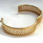 Gold Hinged Bracelet Open Weave Design Vintage Jewelry 1980s