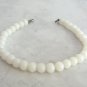 Round 7mm White Beaded Quartz Bracelet 8" Vintage Jewelry 1980s