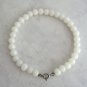 Round 7mm White Beaded Quartz Bracelet 8" Vintage Jewelry 1980s