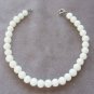 Round 7mm White Beaded Quartz Bracelet 8" Vintage Jewelry 1980s