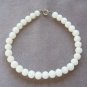 Round 7mm White Beaded Quartz Bracelet 8" Vintage Jewelry 1980s