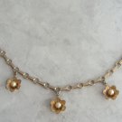 Gold Flower Pearl Charm Bracelet Germany Vintage Jewelry 1950s