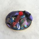 Handcrafted Red Jeweled Purple Black Brooch Pin Vintage Jewelry 1980s Handcrafted Red Jeweled Purple Black Brooch Pin Vintage Jewelry 1980s