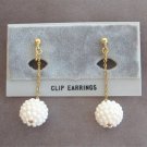 White Cluster Dangle Pearl Clip On Earrings Vintage Jewelry 1960s White Cluster Dangle Pearl Clip On Earrings Vintage Jewelry 1960s