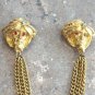 Unique Double Gold Rhinestone Wizard Genie Fortune Teller Brooch Pin Vintage Jewelry 1960s