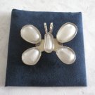 Large Unique Chunky Moonstone Butterfly Pendant Clip Designer Rebecca Collins Vintage Jewelry