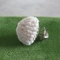 Unique White Dome Cluster Beaded Tac Tack Pin Lapel Handcrafted Vintage Jewelry 1950s