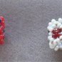 3 Rings Silver Red Blue & White Bands Handcrafted Beaded Sizes 6-9 Vintage Jewelry 1970s