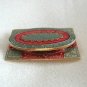 Fancy Green And Red Double Layered Brooch Pin Vintage Jewelry 1960s