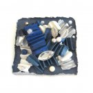 Large Fancy Handcrafted Blue Brooch Pin Vintage Jewelry 1980s Large Fancy Handcrafted Blue Brooch Pin Vintage Jewelry 1980s