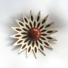 Large Funky Tan Brown & White Enamel Starburst Flower Brooch Pin Vintage Jewelry Large Funky Tan Brown & White Enamel Starburst Flower Brooch Pin Vintage Jewelry