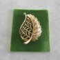 Fancy Textured Gold Leaf Brooch Pin Vintage Jewelry 1970s