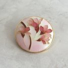 Round Pink Flower Brooch Pin By Designer Amita Vintage Jewelry 1960s Round Pink Flower Brooch Pin By Designer Amita Vintage Jewelry 1960s