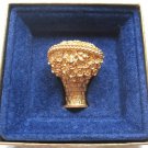 Gold Flower Basket Rhinestone Brooch Pin Perfume Compact By Designer Avon Vintage Jewelry