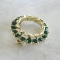 Gold Circle Emerald Green Stone Brooch Pin By Designer Gerrys Vintage Jewelry 1970s