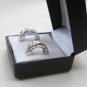 Sparkling Silver Crystal Stone Square Cut Pierced Earrings Half Hoop New