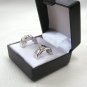 Sparkling Silver Crystal Stone Square Cut Pierced Earrings Half Hoop New