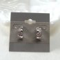 Sparkling Silver Crystal Stone Square Cut Pierced Earrings Half Hoop New