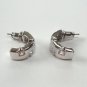 Sparkling Silver Crystal Stone Square Cut Pierced Earrings Half Hoop New