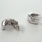 Sparkling Silver Crystal Stone Square Cut Pierced Earrings Half Hoop New