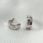 Sparkling Silver Crystal Stone Square Cut Pierced Earrings Half Hoop New