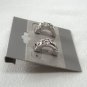Sparkling Silver Crystal Stone Square Cut Pierced Earrings Half Hoop New