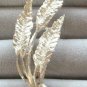 Silver Triple Leaf Diamond Cut Brooch Pin By Designer BSK Vintage Jewelry 1970s