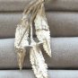 Silver Triple Leaf Diamond Cut Brooch Pin By Designer BSK Vintage Jewelry 1970s